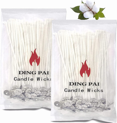 100Pcs 6 Inch Cotton Candle Wicks, Low Smoke Pre-Waxed for Candle Making, DIY Cr