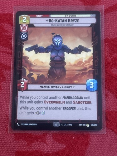 STAR WARS UNLIMITED - BO-KATAN KRYZE - 130/257 CRÉPUSCULE DE LA RÉPUBLIQUE - Photo 6/7