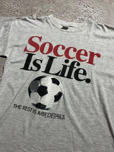 Vintage 90s 1992 Big Ball Sports Soccer Is Life T-Shirt Tee - Picture 4 of 13