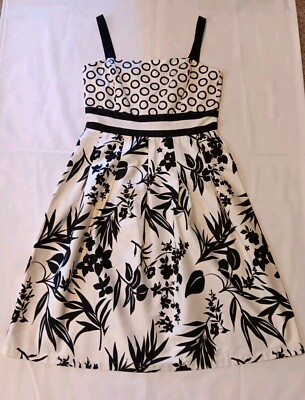 Jessica Howard A Line Midi Dress Sz 14 Black White Floral Sleeveless Sundress | eBay Jessica Howard A Line Midi Dress Sz 14 Black White Floral Sleeveless Sundress | eBay