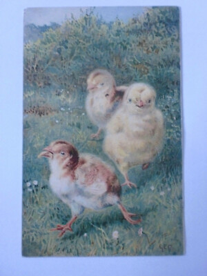 Ernest Nister 1047 Osterküken Vintage Kunst Künstler signiert G E C Postkarte 1910