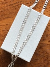 Men Women Curb Cuban Link Chain Necklace Sterling Silver 925 24" 4mm