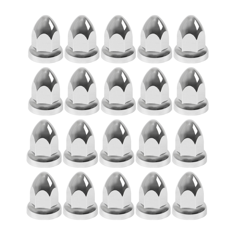 2 3/8" Chrome Lug Nut Covers Semi Truck 33 mm PushOn Bullet Style Set