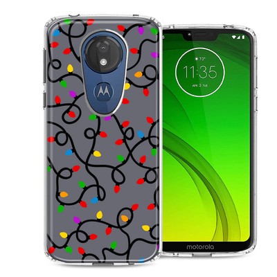 For Motorola E5 Plus/G7 Power Colorful Vintage Christmas String Lights Case