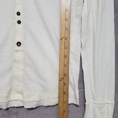 We The Free People Top Small Knit Tee Shirt Button Up Dark Ivory Long Sleeve - Picture 8 of 13