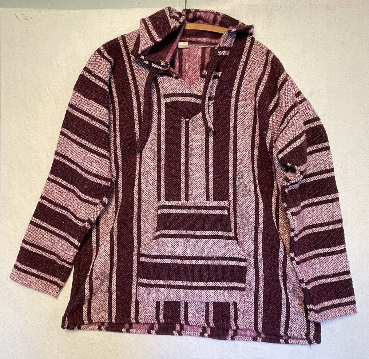 Artesanias Mexican Poncho Baja Hoodie Purple Mens Siz… Gem