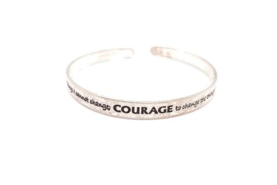 Sterling Silver 925 Cuff Bracelet Serenity Prayer Inspirational 7