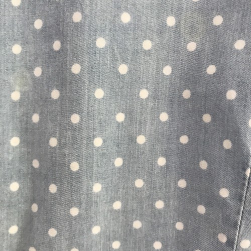 FOREVER 21 BLUE COTTON POLKA DOT PATTERN TIE WAIST BLOUSE SIZE L - Picture 7 of 7