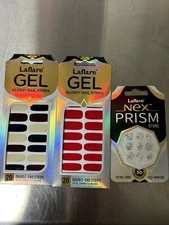 Set Of  3 Laflare Mani 3D Stone Glossy Nail Strips Set  Trimming File Included