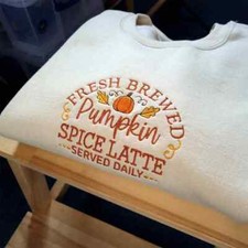 Embroidered Vintage Unisex Khaki Pumpkin Spice Sweatshirt