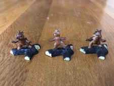 Vintage Lot Of 3 Plastic Chipmunks On Logs Made In Hong Kong