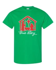 TRUE STORY Christmas Jesus Nativity Scene Christian Men's Tee Shirt 1163
