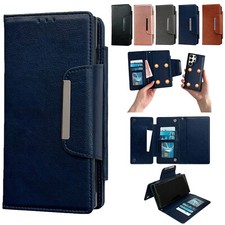 For Samsung S24 Ultra S23+ S22 Flip Card Wallet Magnetic Detachable Leather Case