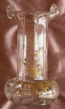 Legras Montjoye grand vase Art Nouveau vers 1900 en verre décor fleurs dorées