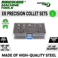 High Quality ER 16 Spring Collet SET 12 Piece 1/16" - 13/32"  0.0003 T.I.R.