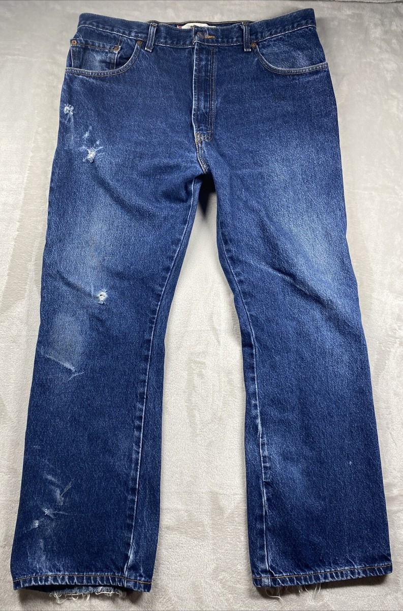 Vintage Levis 517 Jeans Mens 36x30 Bootcut Blue Grunge Distressed