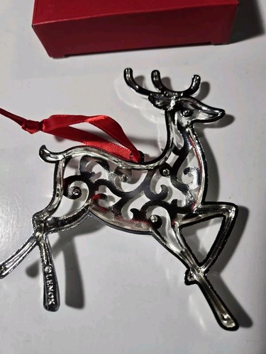 NEW Lenox Reindeer Ornament Christmas Silvertone Colorful Crystal Rhinestones - Picture 5 of 7