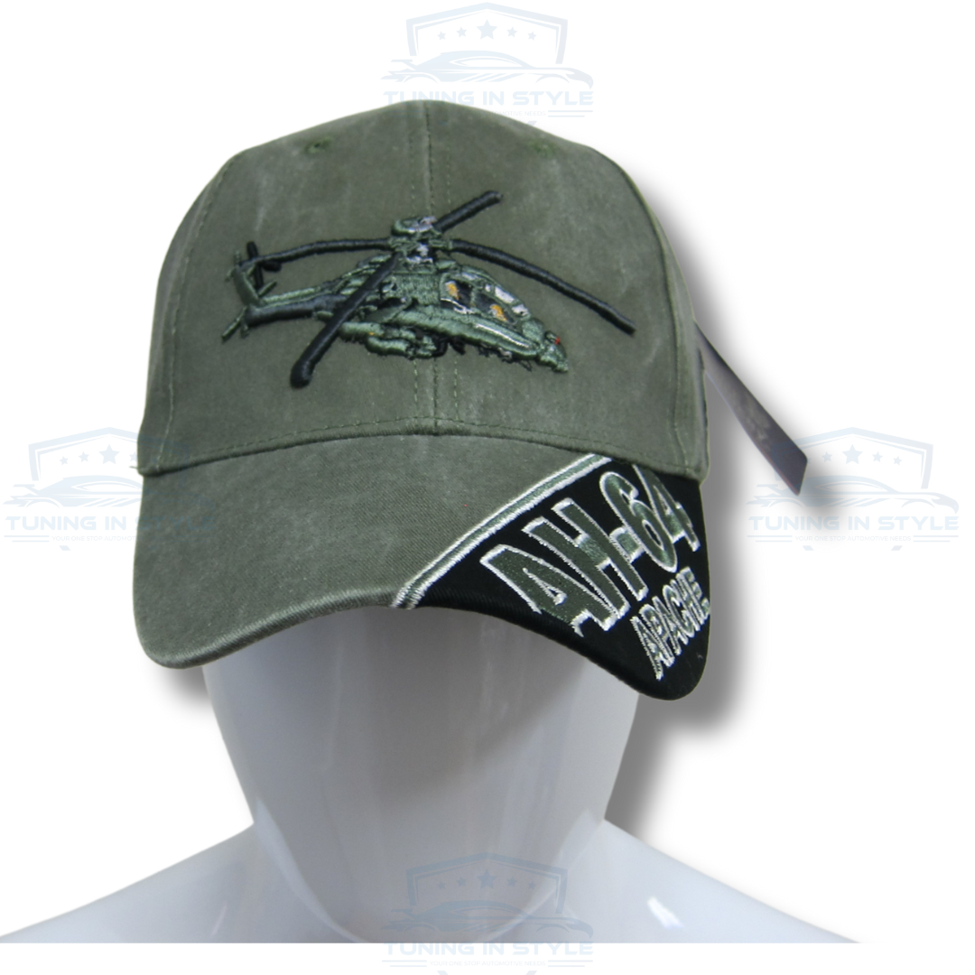 Boeing AH-64 Apache Embroidered Emblem Green Baseball Cap Hat