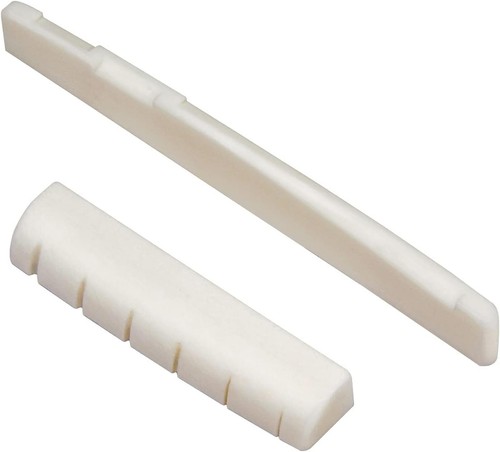 Blisstime 6 String Acoustic Guitar Bone Bridge Saddle and Nut Made of Real Bone