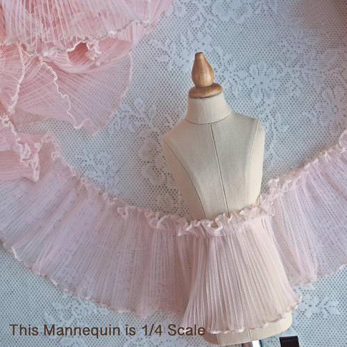 9Cm/3.5" Width Pleated Net Lace Trim, Ruffle Lace Trim, White/Pink/Black, Perfec - Picture 4 of 6