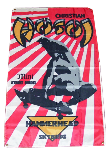 CHRISTIAN HOSOI SKATEBOARDS 3'X5' HAMMERHEAD FLAGGE BANNER MANN HÖHLE SCHNELLER VERSAND - Bild 1 von 4