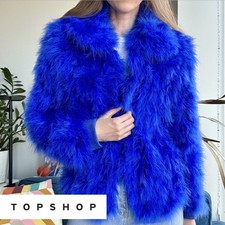 Topshop Nwt Premium Royal Blue Marabou Short Real Feather Jacket Small S