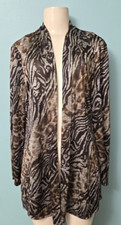 Chico's Animal Print Open Front Lightweight Jacket Size 2