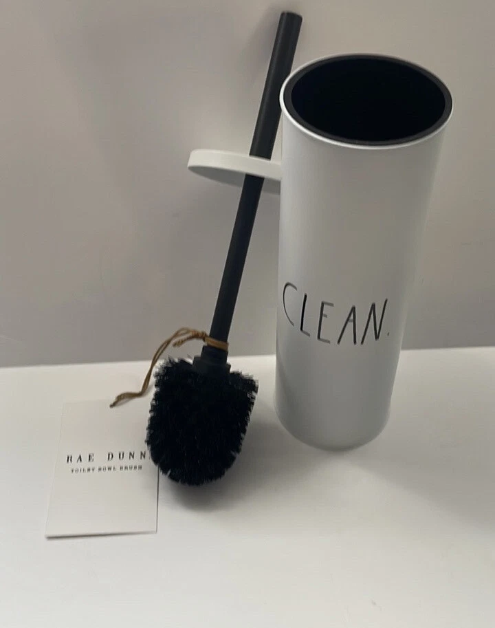 New Rae Dunn CLEAN Metal Toilet Bowl Brush and Canister RARE Bathroom Enchante