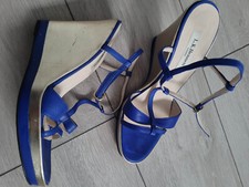 L.K Bennett leather sandals royal blue/gold wedge heels color size 6 worn once