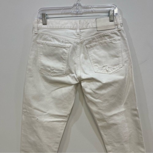 Moussy Kelley Tapered Leg Mid Rise Jeans White Distressed Raw Hem Womens 27 - 第 5/8 張圖片