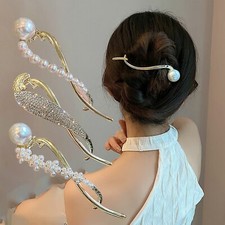 4PCS Hair Clip, Pearl Decor Banana Clip French Style Twist Hair Barrette Non ...