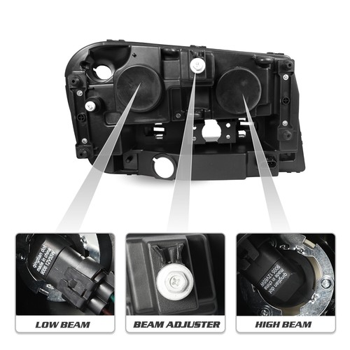 For 2002-2009 Chevrolet Trailblazer Black Headlights Assembly w/Bulb L+R Sets - Picture 5 of 7
