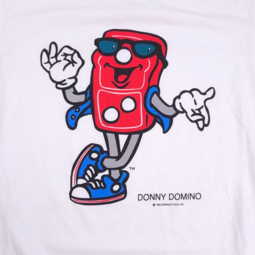 Vintage 1993 Domino's Pizza Donny Domino Promo Single Stitch dünnes T-Shirt XS/S neu - Bild 2 von 7