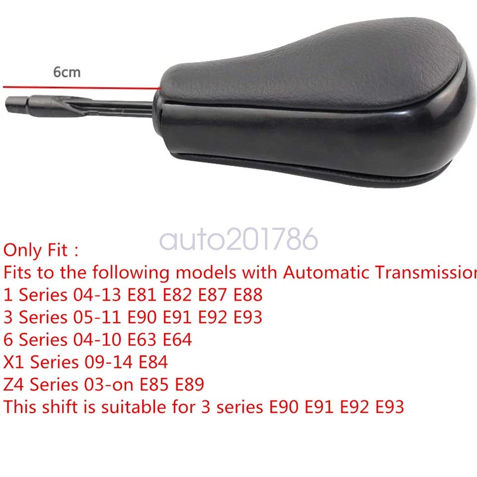Perilla de cambio automática negra brillante para piano compatible con BMW Serie 1 3 6 X1 Z4 E90 E91 Foto 2 de 4