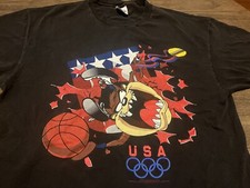 True Vintage 1995 Looney Tunes Taz USA Basketball XL Black T Shirt