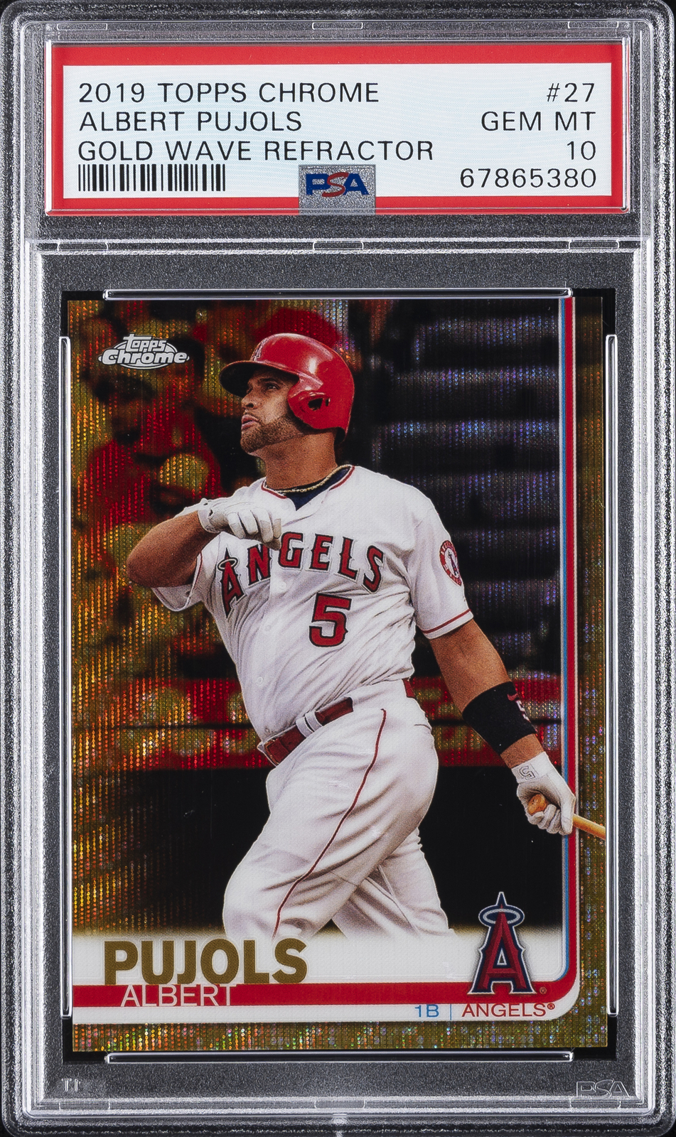 2019 TOPPS CHROME GOLD WAVE REFRACTOR #27 ALBERT PUJOLS 31/50 PSA 10
