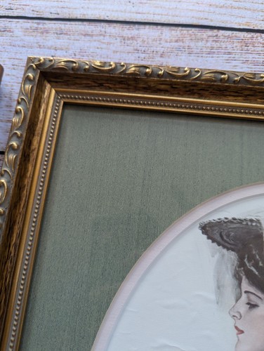 Vtg Harrison Fisher Lithograph Ornate Gold Frame Woman Ready For A Spin Art - Picture 6 of 11