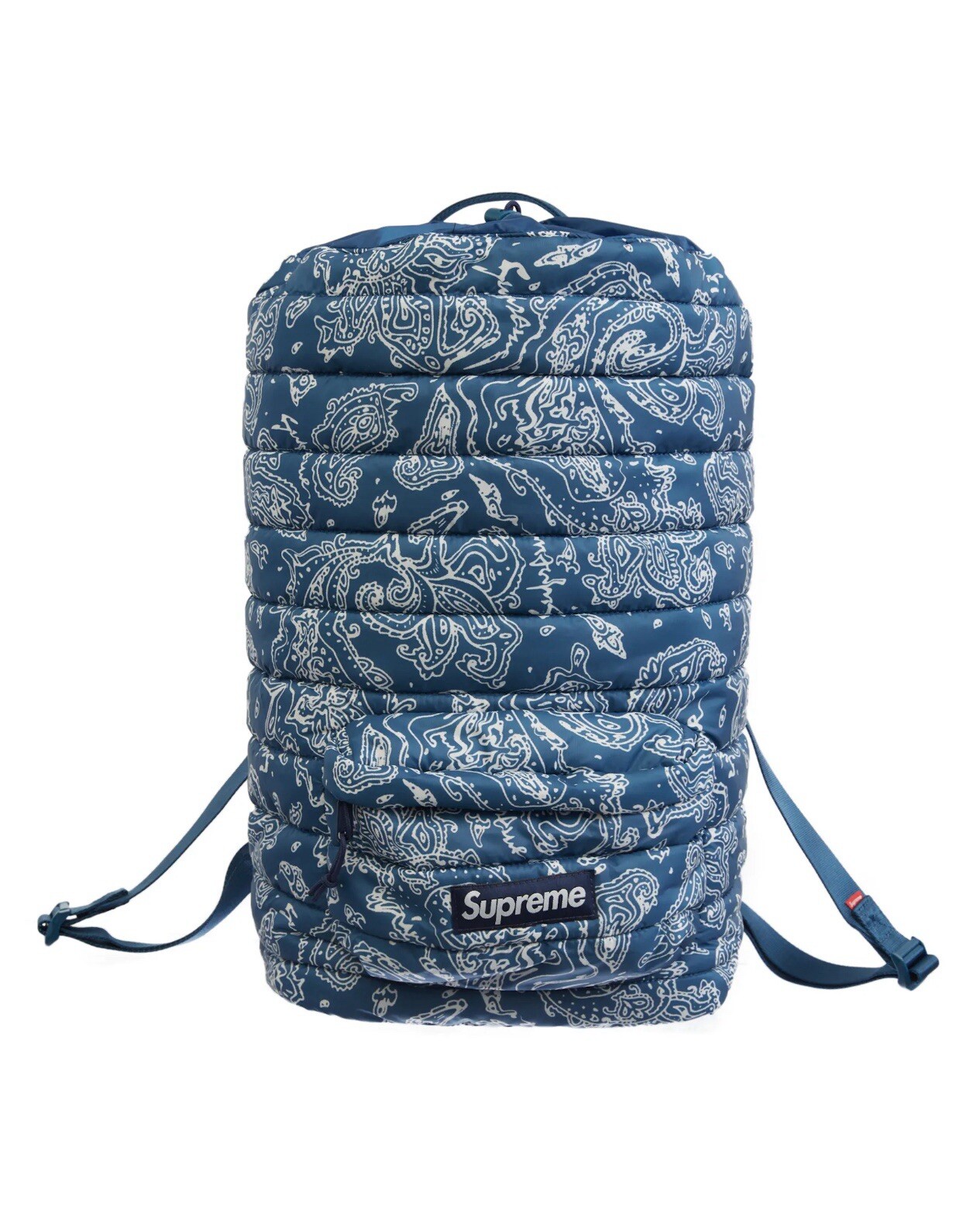 Supreme Blue Paisley Puffer Backpack Side Bag Neck Pouch Set Dead Stock  