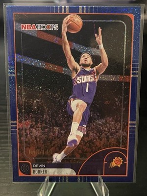Devin Booker 2025-26 Topps NBA Hoops 43/149 Blue Pixel Burst Suns #53