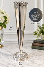 Vintage Lawrence B Smith LBS Co Silverplate 16&rdquo; Trumpet Vase Grapevine #567