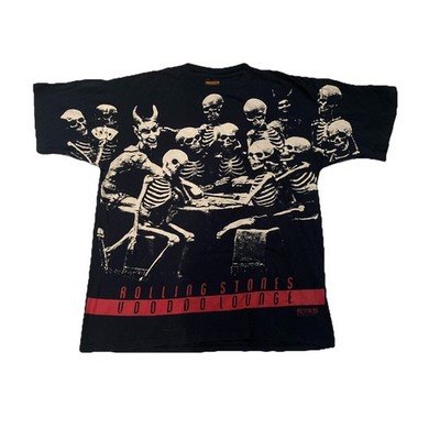 Rolling Stones 1994 Voodoo Lounge Skeleton AOP T-Shirt Black XL Vintage