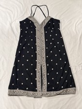 Vintage Y2K GAP Black Bandana Print Boho Midi Dress Size 12 Summer 04