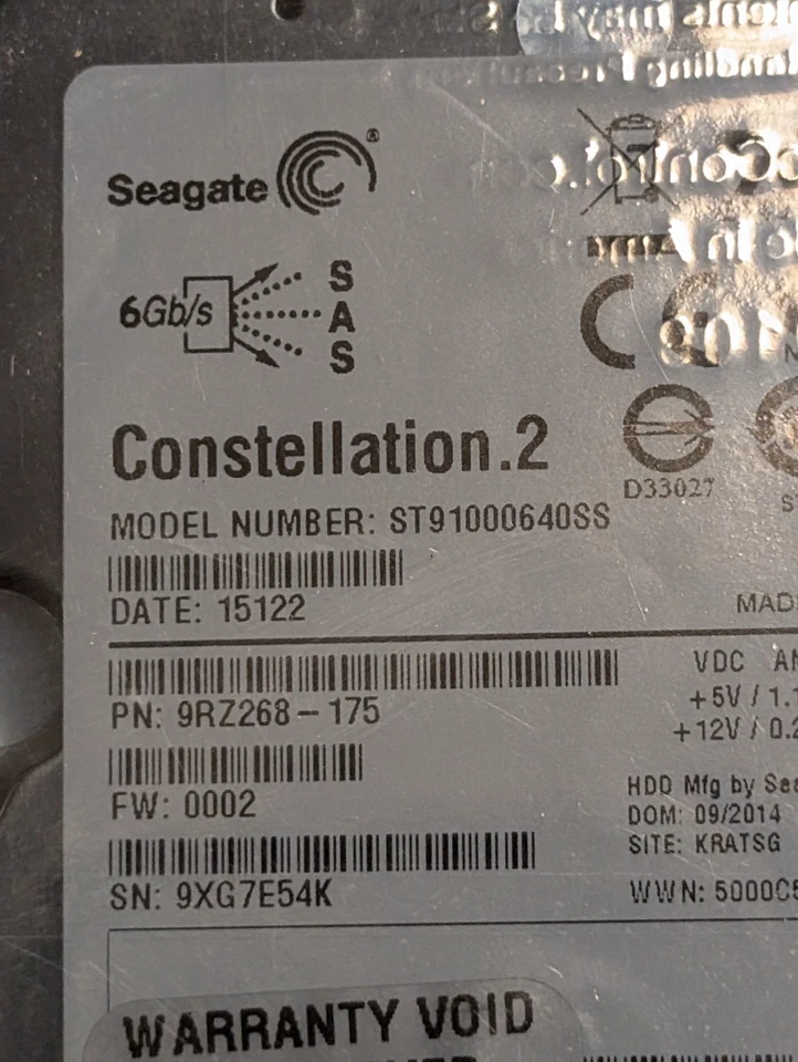 NEW SEALED Seagate ST91000640SS 1TB 7.2K RPM 2.5 SAS 6Gbs Constellation.2 - Image 2 of 4