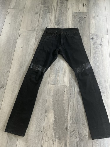 Lad Musician, Vintage Lad Musician Black Tape Waxed Denim Jeans Size 44