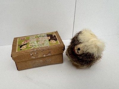 Vintage mechanischer springender Hund mit Kaninchenfell zum Aufziehen Made in Japan - mit Box
