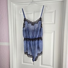 Savage X Fenty By Rihanna Denim Print Lace Trim Blue Lingerie Romper Size 2X