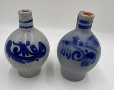 Pair Antique Westerwald Salt Glazed Stoneware Jugs. E6