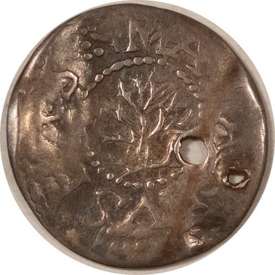 1652 MASSACHUSETTS OAK TREE 3 THREE PENCE NO IN - LOW GRADE/HOLED BUT RARE!