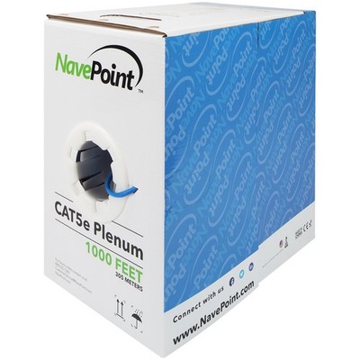 CAT5e Plenum Jacket Copper UTP 24AWG 350MHz Network Ethernet 1000FT Blue Bulk