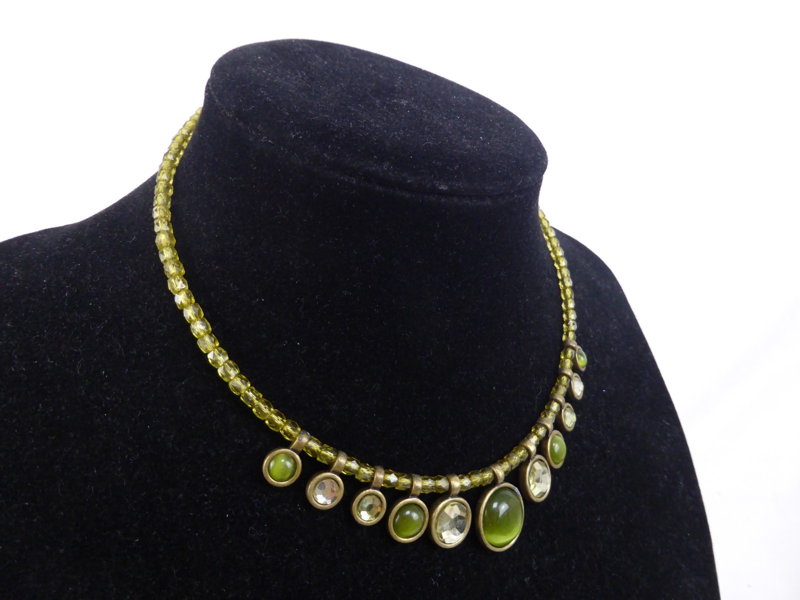 Green Beaded Charm Statement Necklace Unboxed